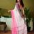 White linen zari screen printed casual and work ready to wear saree with blouse