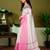 White linen zari screen printed casual and work ready to wear saree with blouse