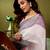 White linen zari screen printed casual and work ready to wear saree with blouse