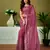 pre draped pink linen zari screen printed casual and work saree