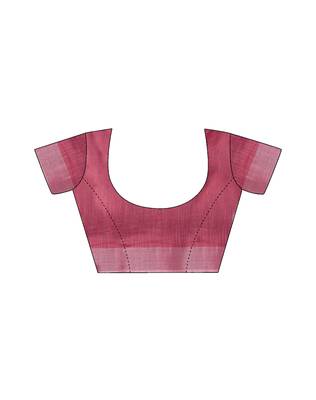 pre draped pink linen zari screen printed casual and work saree 5