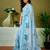 Blue linen zari screen printed casual and work ready to wear saree with blouse