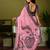 Pink linen zari screen printed casual and work ready to wear saree with blouse
