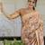 Multicolor screen printed woven floral print striped woven zari work ceremony, party and festive ready to wear saree