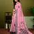 Pink linen zari screen printed casual and work ready to wear saree with blouse