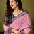 Pink linen zari screen printed casual and work ready to wear saree with blouse