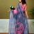 Blue and pink linen zari screen printed casual and work ready to wear saree with blouse