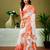 White and orange linen zari screen printed casual and work ready to wear saree with blouse