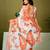 White and orange linen zari screen printed casual and work ready to wear saree with blouse