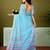 Blue linen zari screen printed casual and work ready to wear saree with blouse