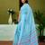 Blue linen zari screen printed casual and work ready to wear saree with blouse