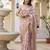 Off-white and mauve screen printed woven zari work ceremony, party and festive ready to wear saree with blouse