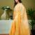 Yellow linen zari screen printed casual and work ready to wear saree with blouse