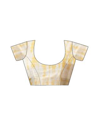 ready to wear yellow linen zari screen printed casual and work saree 5