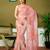 Multicolor and pink linen zari screen printed zari work ceremony and festival ready to wear saree with blouse