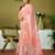 Multicolor and pink linen zari screen printed zari work ceremony and festival ready to wear saree with blouse