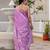 Purple silk zari screen printed woven bandhani ceremony, party and festive ready to wear saree with blouse