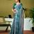 Blue linen zari screen printed zari work ceremony and festival ready to wear saree with blouse