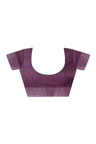 pre-stitched purple linen zari screen printed zari saree