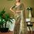 Green linen zari screen printed zari work ceremony and festival ready to wear saree with blouse