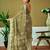 Green linen zari screen printed zari work ceremony and festival ready to wear saree with blouse