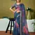 ready to wear multicolor and blue linen zari screen printed zari saree with blouse