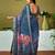 Multicolor and blue linen zari screen printed zari work ceremony and festival ready to wear saree with blouse