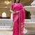 Pink silk zari screen printed woven bandhani zari work ceremony, party and festive ready to wear saree with blouse