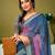 Multicolor and blue linen zari screen printed zari work ceremony and festival ready to wear saree with blouse