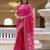 Pink silk zari screen printed woven bandhani zari work ceremony, party and festive ready to wear saree with blouse