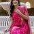 Pink silk zari screen printed woven bandhani zari work ceremony, party and festive ready to wear saree with blouse