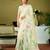 Multicolor and cream linen zari screen printed zari work ceremony and festival ready to wear saree with blouse