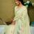 Multicolor and cream linen zari screen printed zari work ceremony and festival ready to wear saree with blouse