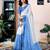 White and blue linen screen printed zari work pocket party and festive ready to wear saree with blouse