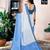White and blue linen screen printed zari work pocket party and festive ready to wear saree with blouse