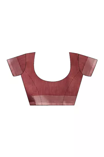 pre-stitched brown linen zari screen printed zari saree
