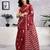 Red pure cotton batik screen printed batik print casual, work and festival ready to wear saree with blouse