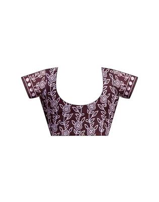 ready made purple pure cotton screen printed saree 5