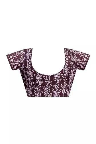ready made purple pure cotton screen printed saree