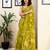 Green and off-white pure cotton screen printed pocket casual, work and festival ready to wear saree with blouse