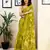ready to wear green and off-white pure cotton screen printed saree with blouse