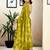 Green and off-white pure cotton screen printed pocket casual, work and festival ready to wear saree with blouse