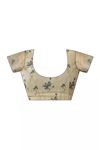 ready to wear beige linen zari screen printed zari work work, ceremony, party and festive saree