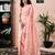 Peach chanderi cotton screen printed work, ceremony, party and festive ready to wear saree with blouse