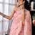 Peach chanderi cotton screen printed work, ceremony, party and festive ready to wear saree with blouse