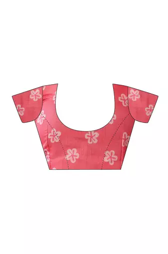pre-stitched peach chanderi cotton screen printed work, ceremony, party and festive saree