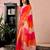 Pink, orange and beige chanderi cotton screen printed work, ceremony, party and festive ready to wear saree with blouse