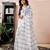 White chanderi cotton screen printed work, ceremony, party and festive ready to wear saree with blouse