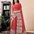 Red chanderi cotton screen printed work, ceremony, party and festive ready to wear saree with blouse