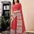 ready to wear red chanderi cotton screen printed work, ceremony, party and festive saree with blouse